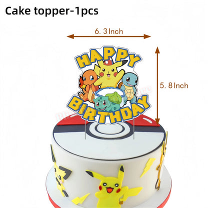 Pokemons Birthday Party Decoration Lightning Pikachu Balloon Tableware Kit Cup Plate Gift Bag Kid Favor Gift Baby Shower Supplie