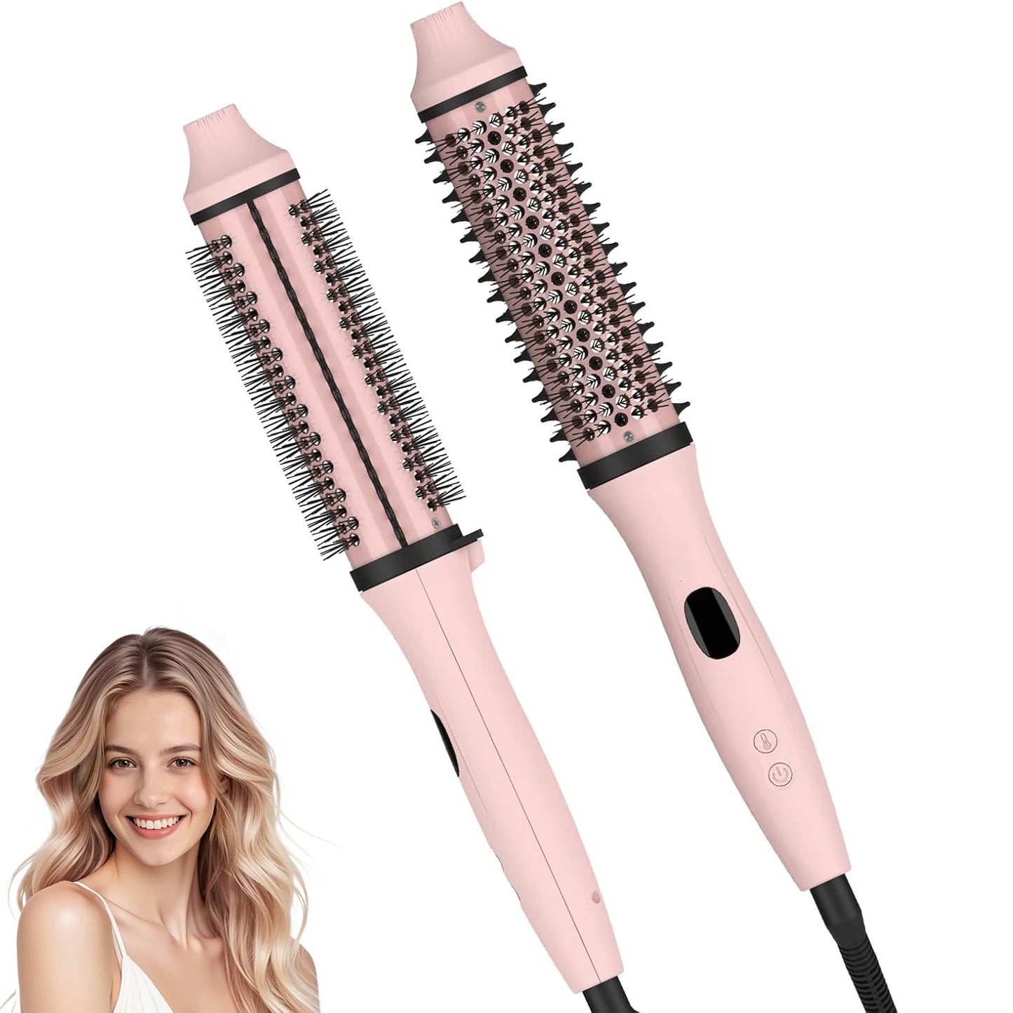 Thermal Brush 1.5 inch Dual PTC Heated Curling Styler 6 Temps with Negative Ions & Ceramic for Volumizing Straightener Curling
