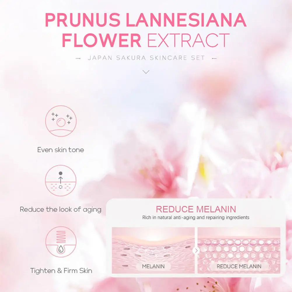 LAIKOU Japan Sakura Skin Care Set: 5-Piece Hydrating & Brightening Kit