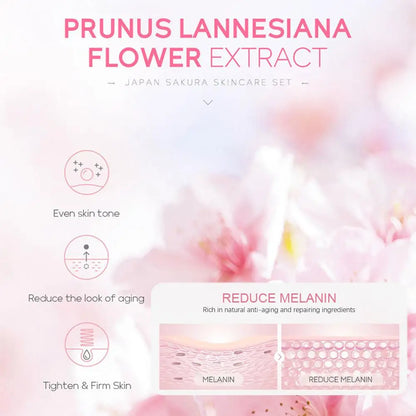 LAIKOU Japan Sakura Skin Care Set: 5-Piece Hydrating & Brightening Kit
