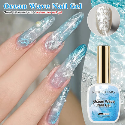 NICOLE DAIRY 15ml Bubble Ocean Wave Glue White Gel Nail Polish Summer Nail Poke Varnish UV LED Soak Off Gel For Nail Art Manicur