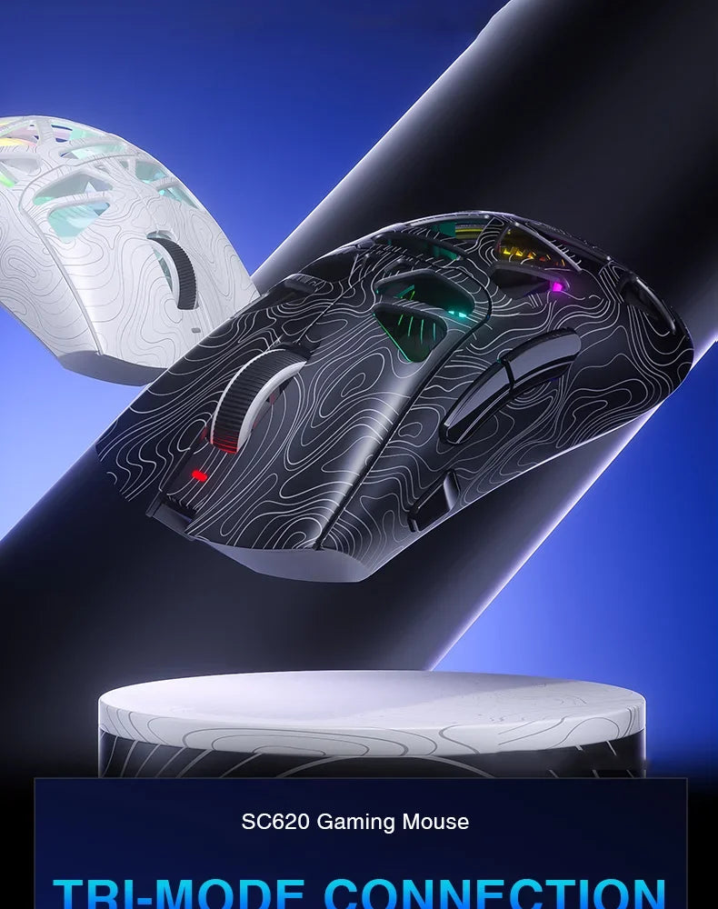 AULA SC620 Gaming Mouse Wired/Bluetooth/2.4G Light Weight Mouse Gamer PAW3311 Adjustable 12,000 DPI Life PC Gaming Accessories