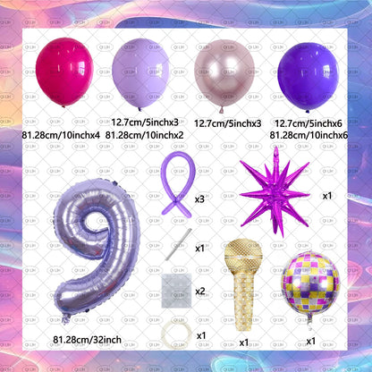 34pcs K-pop music girl group idol hunter theme disco rock party balloon set birthday party music festival concert decoration