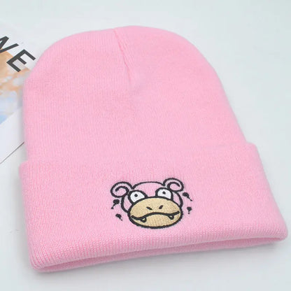 Pokemon Snorlax Ditto Psyduck Beanies Women Winter Warm Hat Anime Solid Color Funny Embroidery Cap For Men Knitted Bonnet Unisex