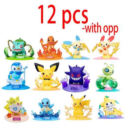 12 style Pok é mon Action Dolls Pikachu Blind Box Anime Models Desktop Decorations Pok é mon Toys Children's Birthday Gifts