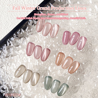 Vendeeni 6 Colors Crystal Cat Eye Gel Nail Polish Set Semi Permanent Sparkling Magnetic UV LED Soak Off Gel Varnish With Display