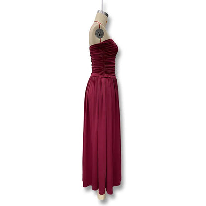 2026 Summer Fashion Solid Color Strapless Strapless Sleeveless Lady Long Dress New Elegant Sexy Slimming Pleated Women's Dresses