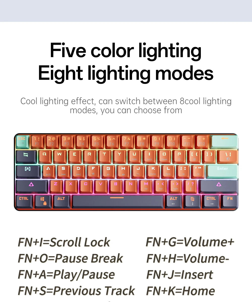 MUCAI 61 key USB hot swappable wired e-sports mechanical keyboard LED backlit axis gaming mechanical keyboard desktop red axis