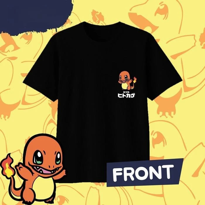 2025 Summer Pokémon Anime CHARMANDER 100% Pure Cotton Printed T-shirt Men Y2K Harajuku Loose Casual Versatile Short-sleeved Top