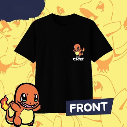 2025 Summer Pokémon Anime CHARMANDER 100% Pure Cotton Printed T-shirt Men Y2K Harajuku Loose Casual Versatile Short-sleeved Top