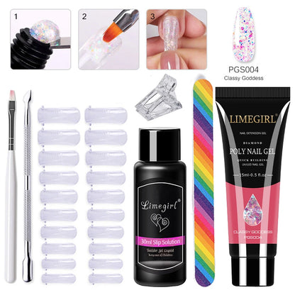 LIMEGIRL Set Poly Nail Gel for Extension Gel Set Manicure Acryl Gel Varnish Set 15ML Acrylic Liquid Nail Art Nail Kit UV Gel Kit