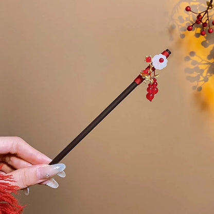 Retro Red Flower Hair Stick.