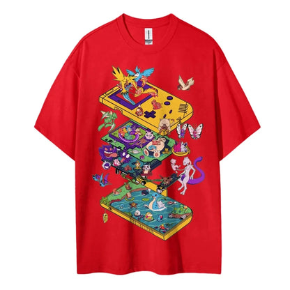 Pokemon T-shirt Men's Pure Cotton Casual  Round Neck T-shirt Short Sleeve Clothing Summer Sports Casual Short Sleeve Top