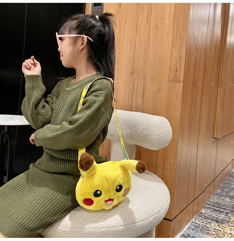 Pokemon Cute Plush Crossbody Bag Anime Figure Messenger Bag Large Capacity Storage Bag Cartoon Cosplay Birthday Party Gift