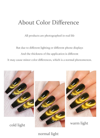 XEIJAYI 15ml 6pcs cat eye Gel Nail Polish set,Sparkling Translucent Effect for Salon, 5Colors cat Eye with Black color Quality