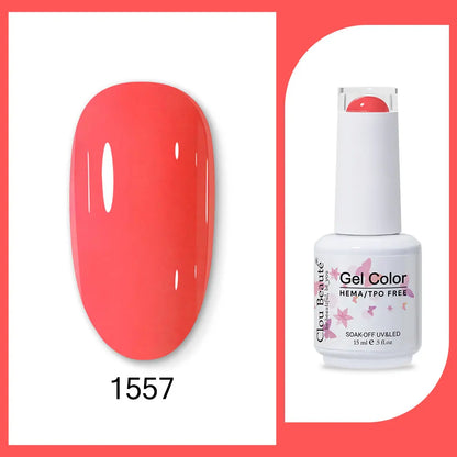 Clou Beaute 15ml Red Black White Green Neon Gel Nail Polish Base Top Coat Velvet Top 400 Colors Semi Permanent Gel Nail Varnish