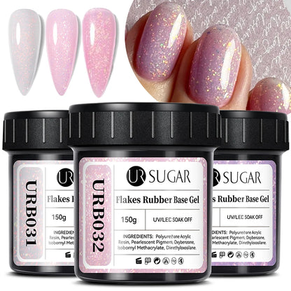 UR SUGAR 150g Rubber Base Gel Nail Polish Sparking Aurora Glitter Rubber Varnish Soak Off Semi permanent UV LED Gel Manicure