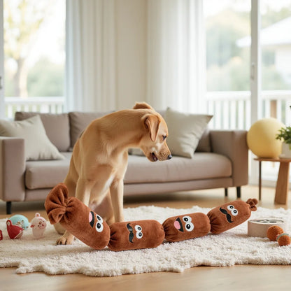 Simulated Sausage Plush Chew Toy for Dogs: Press-to-Squeak with BB Sound, Durable Chew-Resistant & Self-Play Boredom Relief Toy