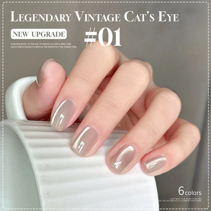 MIANEL 12ML Glass Bead Cat Eye Gel Nail Polish Flash White Spar Nude Color Magnetic Nail Polish White Nails Summer Nails 1-12pcs