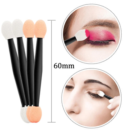 100/120/200Pcs Double-Headed Eyeshadow Brush, Disposable Dual Sided Eyeshadow Brush Double Ended Sponge Applicator Oval Tipped