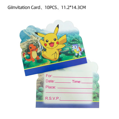New pokemon birthday party pikachu decoration Balloon Disposable Tableware Tablecloth Straws Cup Plates Baby Shower Supplies Toy