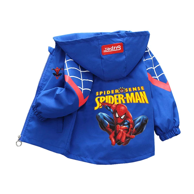 Boys Spiderman Hooded Jackets 1-10 Years Girls Spring Autumn Stitch Print Sports Coats Children Cartoon Outerwear Kids Clothes