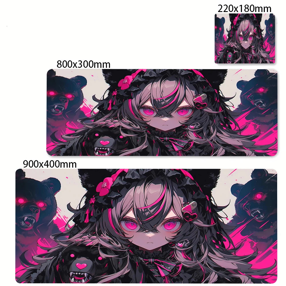 Anime Girl Mouse Pad Kawaii Pink Mousepad Gaming Speed Keyboard Pads Large Gamer Mouse Mat Rubber Desk Mat HD Print Cute Carpet