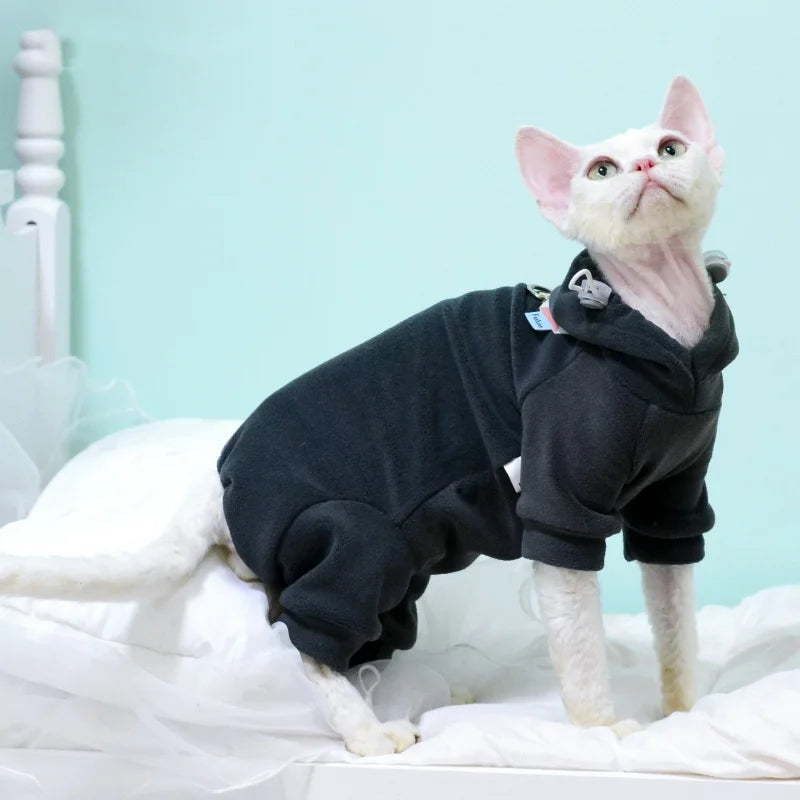 Fleece Hooded Sweater for Sphynx Cats 🐱❄️