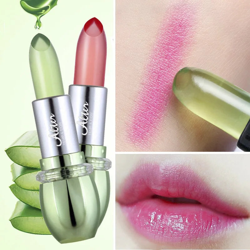 Crystal Jelly Lipstick,Magic Color Changing Lipstick, Moisturizing Temperature Color Changing Lip Gloss,Nourishing Lip Balm