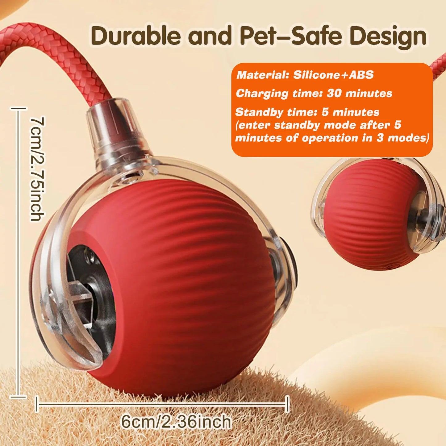 Pet Smart Interactive Ball Rechargeable Cat Ball Smart Kitten Dog Interaction Toy Intelligent Toy Ball Automatic Rolling Cat Toy