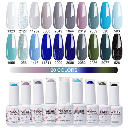 Clou Beaute 20pcs TPO & HEMA FREE Nail Gel Polish Set Red Pink Nude UV LED Soak Off Polish Gel Nail Semi Permanent Nail Varnish