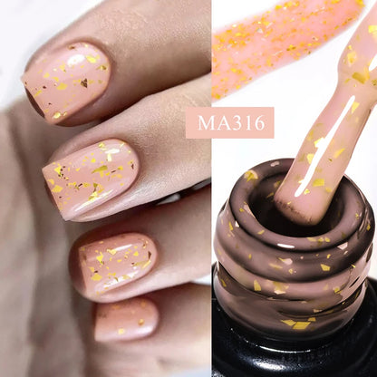 7ml Milk White Rubber Base Gel Silver Gold Pink Foils Glitter Base Coat Semi-Permanent Nail Art Gel Varnish For Nails Manicure