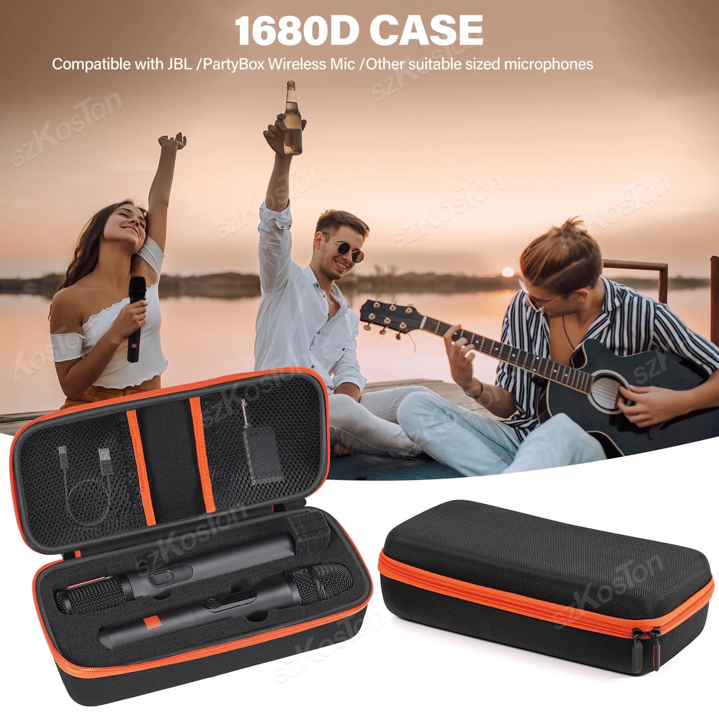 Travel Storage Bag Wireless Microphone Case Compatible with JBL 2 Mic Adjustable DIY Foam for Partybox Mic Portable Bag