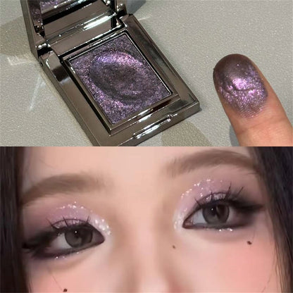 Metallic Glitter Eyeshadow Cream Sparkling Mousse Shimmer Highlighter Pressed Pigments Punk Purple Pearlescent Eyeshadow Palette