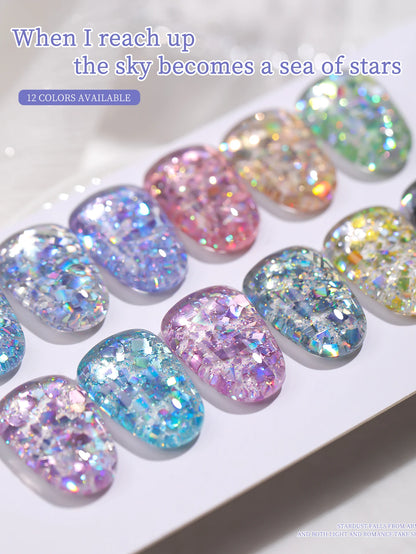 2025 new popular 12-color glittering diamond sequins nail gel, high saturation gloss long-lasting for nail art DIY