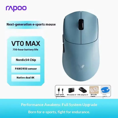 Rapoo VT0 MAX Wireless Gaming Mouse PAW3950 PAW3398 Nordic54L15 Chip Dual 8KHz 45000DPI Ergonomic FPS Gaming Mouse for PC Gamer