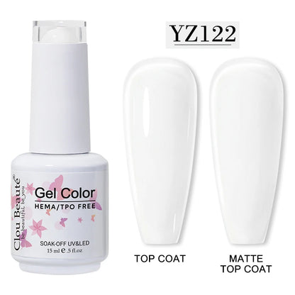 Clou Beaute 15ml Red Color Gel Polish Vernis Semi Permanent UV Varnish Gel Nail Polish Hema TPO Free Nails Art Manicure TOP BASE