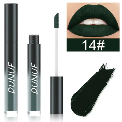 DUNUF 32 Color Matte Liquid Lipstick: Bold Pigment Non-Stick Lip Glaze