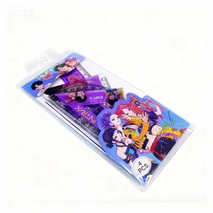 2026 Hot Anime Girls Group Stationery Set Ruler Triangle Protractor Stationery Gift Set for Students School Supplies
