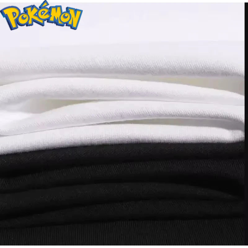 New Pokemon Cotton T Shirt with Gengar Back Print Pink Lightning Blue Smoke and Star Effects Loose Fit Men Women Casual