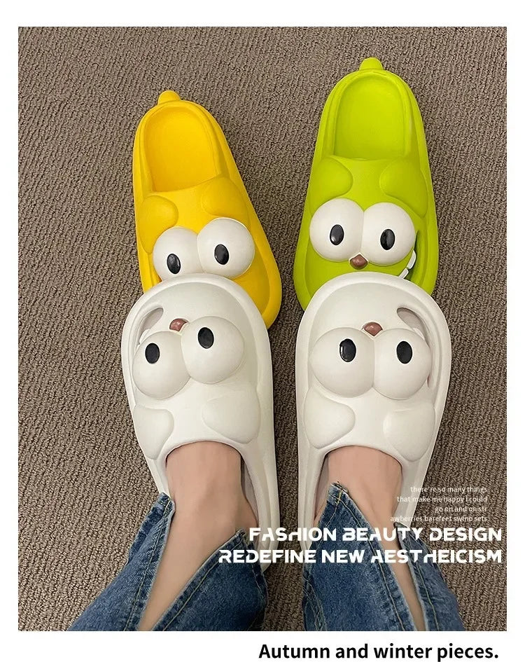 Tongue Kiss Slippers Big Eye Dog Slippers,Cute Funny Big Eye Dog Fun Cartoon Package Head Eva Slippers For Women