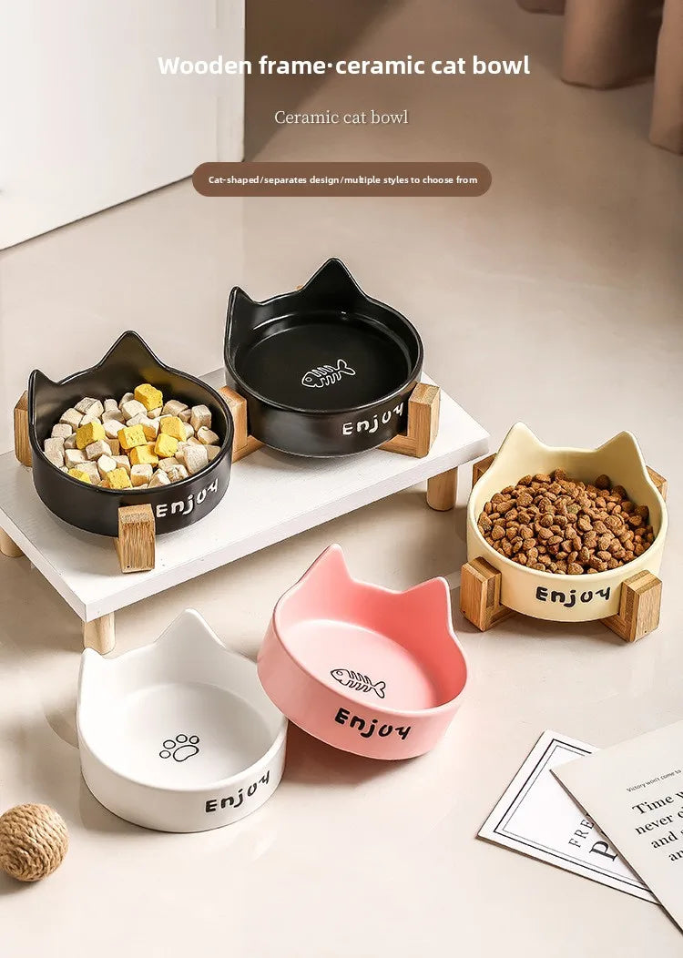 Cat Bowl Black Ceramic Dog Bowl Black Bowl Cat Food Bowl Dog Bowl Dog Drinking WaterCatFood Bowl Pet Water Bowl Anti-overturning