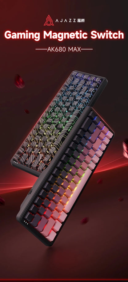 AJAZZ AK680 MAX/V2 Mechanical Keyboard HE Hall Effect Switch 60% 8k/1K RGB Wired/Wireless Gaming Rapid Trigger Magnetic Keyboard