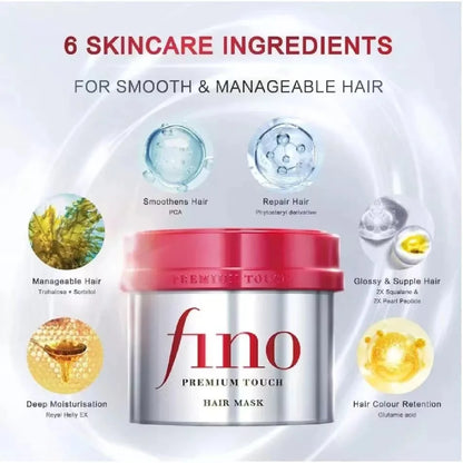 New fino Premium Touch Hair Treatment Essence Mask Repair + Nourish Dry & Damaged Hair 230g