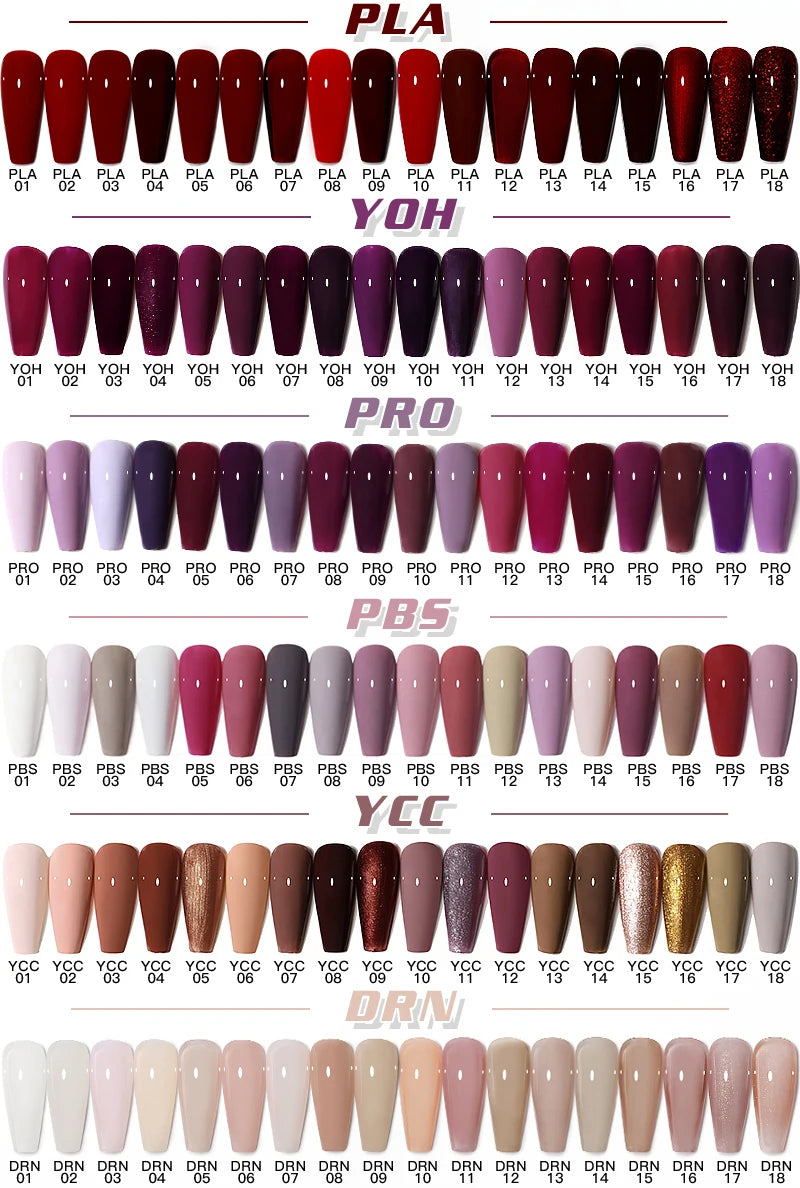 AS 18pcs 15ml Nail Gel Polish Set Red Dark Vernis Semi Permanent Nail Art Supplies Manicure UV Gel Nail Varnish Kit With Chart