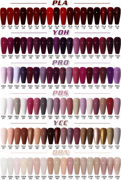 AS 18pcs 15ml Nail Gel Polish Set Red Dark Vernis Semi Permanent Nail Art Supplies Manicure UV Gel Nail Varnish Kit With Chart