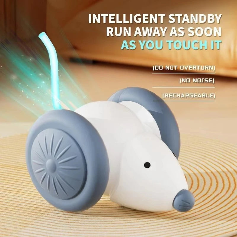 Interactive Cat Toys Colorful LED Electric Mouse Automatic Teaser Kitten Toy Intelligent Obstacle Avoidance Pet Toy USB Charging