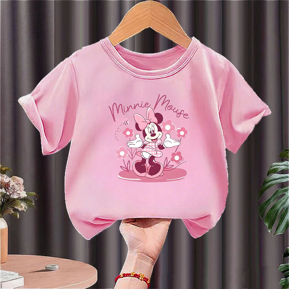 Girls' Minnie Mouse "Love Music" Summer T-Shirt: Breathable Short Sleeve Disney Tee