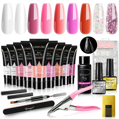 LIMEGIRL Set Poly Nail Gel for Extension Gel Set Manicure Acryl Gel Varnish Set 15ML Acrylic Liquid Nail Art Nail Kit UV Gel Kit