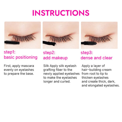 GECOMO 4D Silk Fiber Mascara Combo Set: Double Tube Waterproof Lash Extension